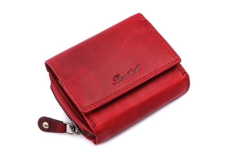 Benthill Mini Geldbörse Kleine Geldbörse Minibörse Echt Leder Mini Portemonnaie RFID Schutz, RFID-Schutz Kartenfächer Münzfach Reißverschlussfach von Benthill