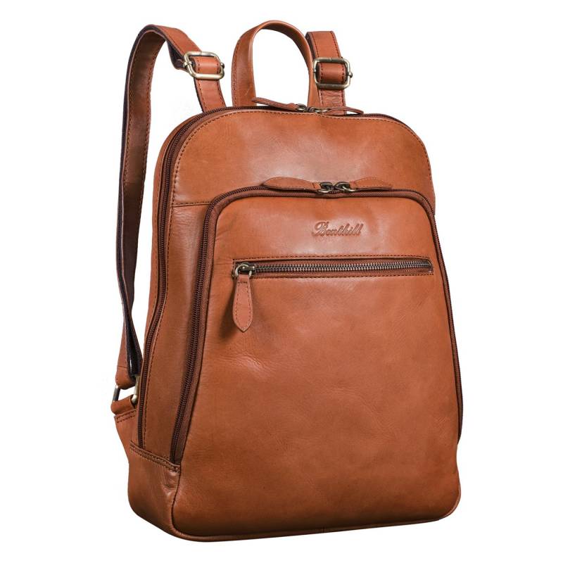 Benthill Rucksack Rucksack Echt Leder Damen Herren Daypack Backpack Lederrucksack, Reißverschlussfach von Benthill