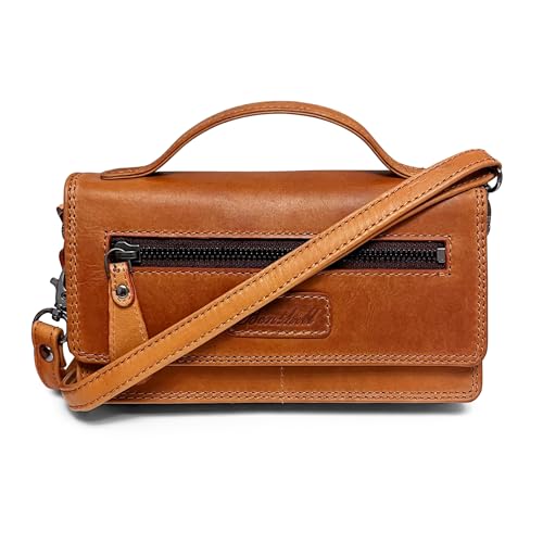 Benthill Reisebrieftasche XXL Echt-Leder - Kleine Umhängetasche aus echtem Leder - Travel Dokumententasche - Großes Portemonnaie - Handgelenktasche, Farbe:Braun von Benthill
