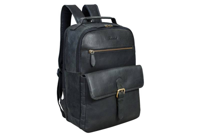 Benthill Rucksack Echt Leder Rucksack Damen Herren Backpack Lederrucksack Reise Bag, Reißverschlussfach von Benthill