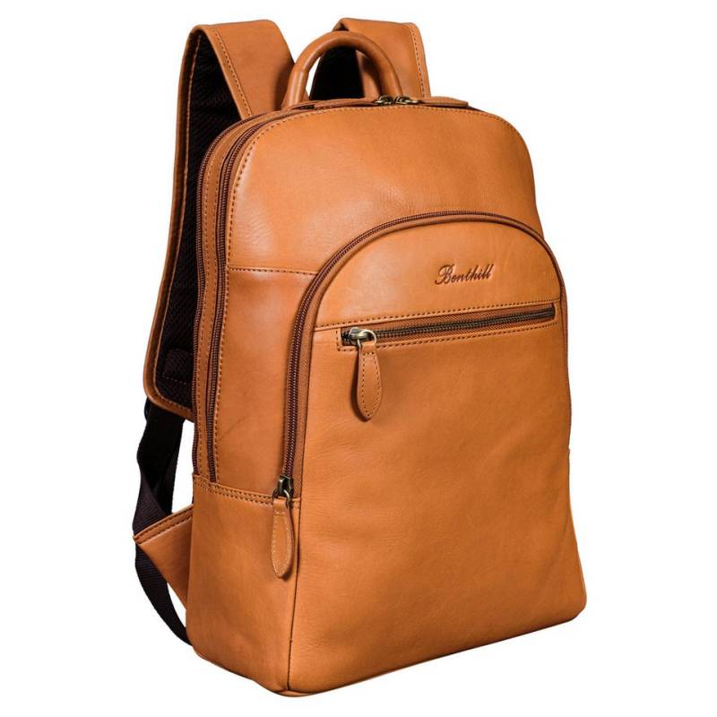 Benthill Rucksack Echt Leder Rucksack Damen Herren Backpack Schultertasche, Reißverschlussfach von Benthill
