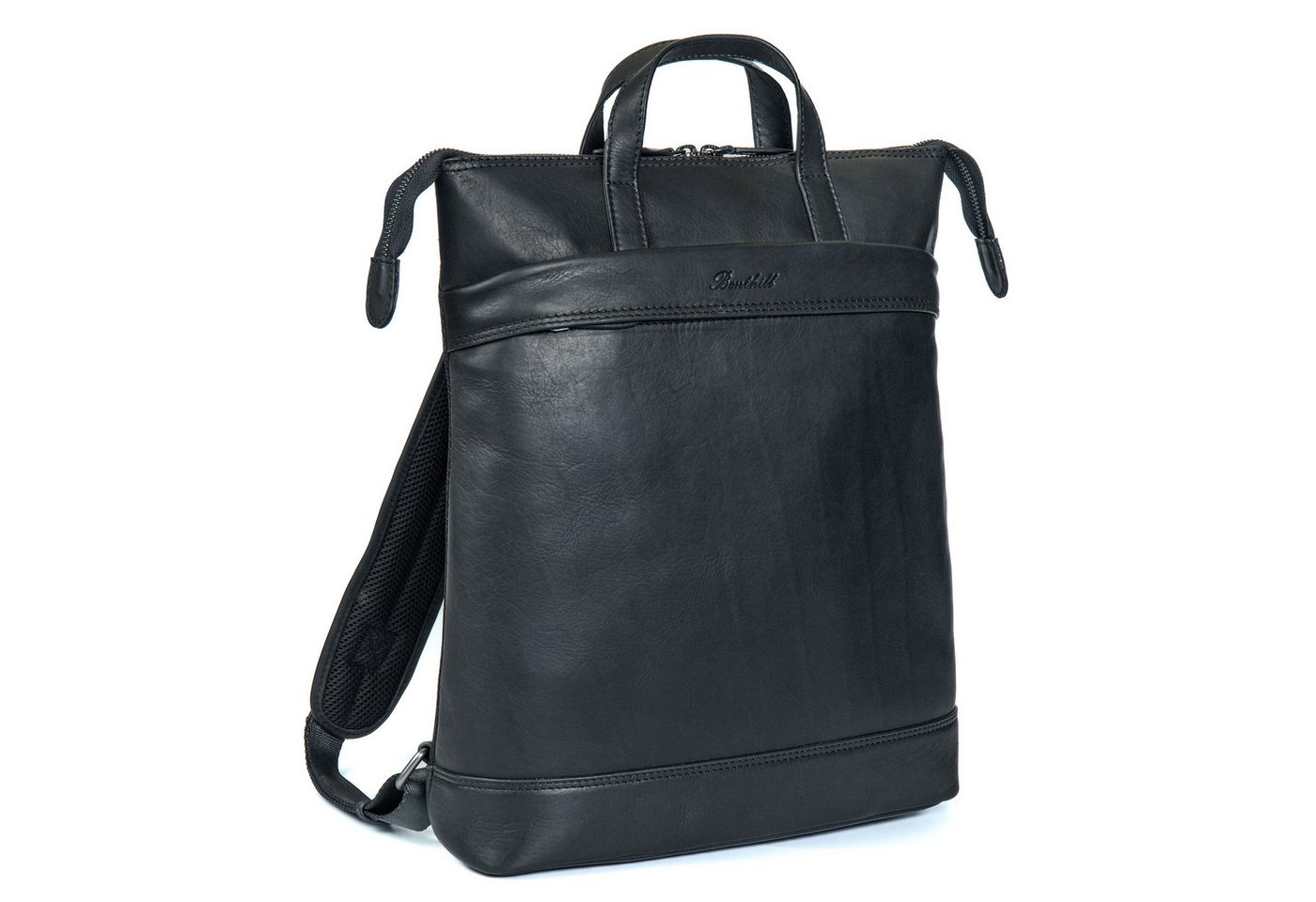 Benthill Rucksack Echt Leder Rucksack Damen Herren Backpack Schultertasche Lederrucksack, Reißverschlussfach von Benthill