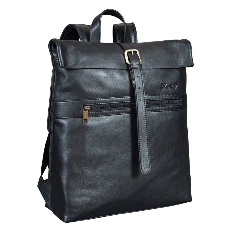 Benthill Rucksack Echt Leder Rucksack Damen Herren Rolltop Fahrradrucksack Backpack, Reißverschlussfach von Benthill