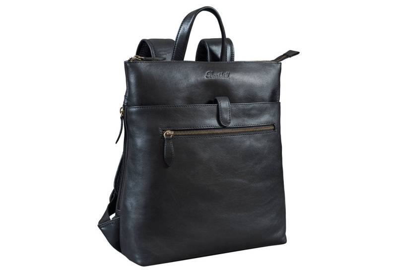 Benthill Rucksack Echt Leder Rucksack Damen Herren Trekkingrucksack Kurierrucksack, Reißverschlussfach von Benthill