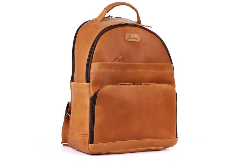 Benthill Rucksack Rucksack Echt Leder Damen Herren Daypack Backpack Lederrucksack, Reißverschlussfach von Benthill