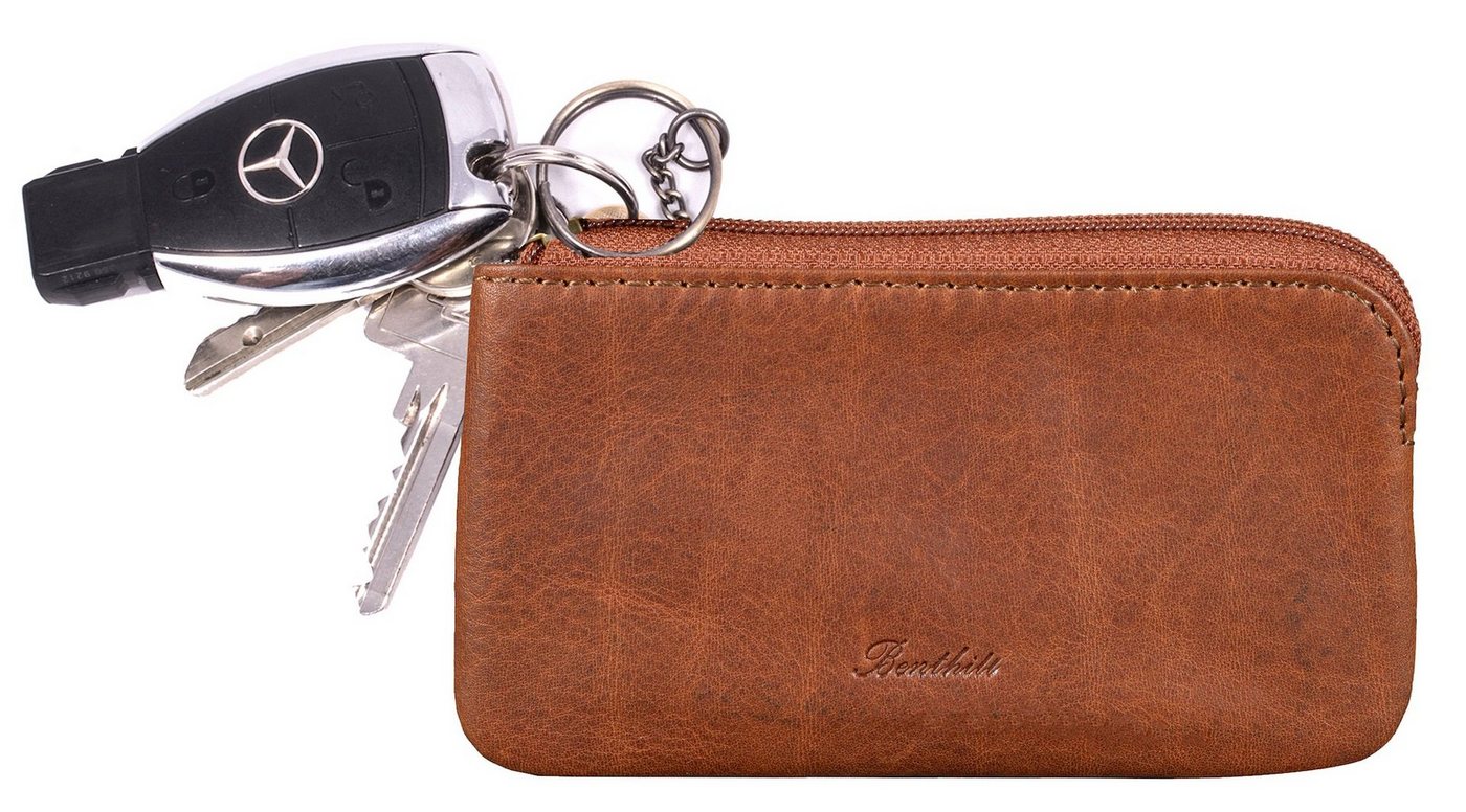 Benthill Schlüsseltasche Echt-Leder Klassisches Schlüsseletui Damen & Herren Münzbörse, Münzfach Reißverschlussfach von Benthill