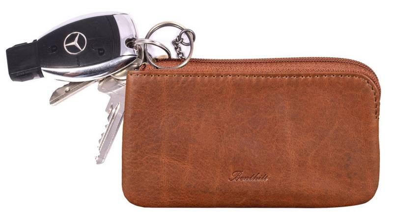 Benthill Schlüsseltasche Echt-Leder Klassisches Schlüsseletui Damen & Herren Münzbörse, Münzfach Reißverschlussfach von Benthill