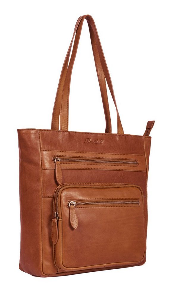 Benthill Shopper Damen Echt Leder Schultertasche Vintage Handtasche viele Fächer Beutel, Reißverschlussfach von Benthill