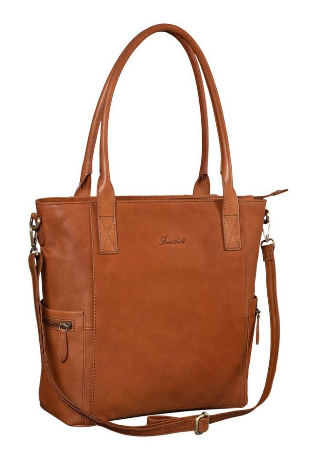 Benthill Shopper Damen Echt Leder Umhängetasche Handtasche Schultertasche Vintag Tasche, Schultergurt / Umhängegurt Reißverschlussfach von Benthill