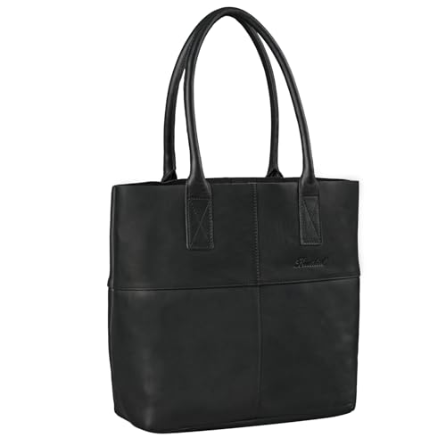 Benthill Shopper Leder Damen | Einfache Schultertasche ohne Reißverschluss | Vintage Handtasche aus echtem Rindsleder | Hochwertiger Beutel, Farbe:Schwarz Benthill Shopper Leder Damen | Einfache Schultertasche ohne Reißverschluss | Vintage Handtasche aus echtem Rindsleder | Hochwertiger Beutel, Farbe:Schwarz von Benthill