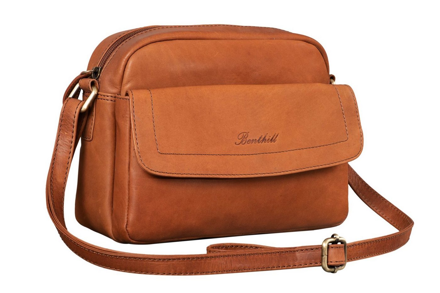 Benthill Umhängetasche Damen Echt Leder Tasche Handtasche Vintage Frauen Schultertasche, Schultergurt / Umhängegurt Reißverschlussfach von Benthill