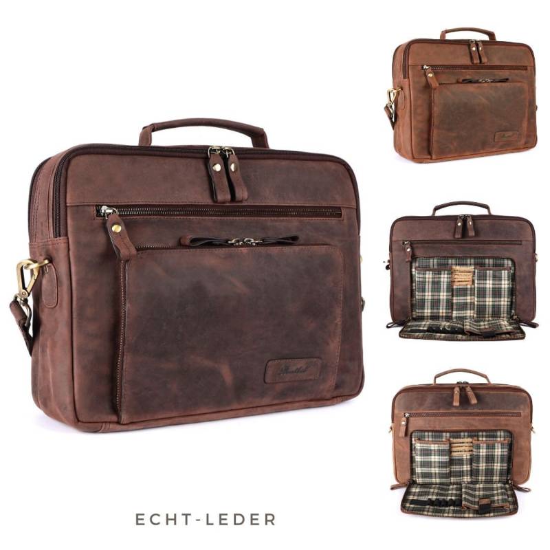 Aktentasche Leder Laptoptasche - Notebooktasche Für Herren Und Damen Gross Umhängetasche Große Schultertasche Laptop von BenthillLederShop