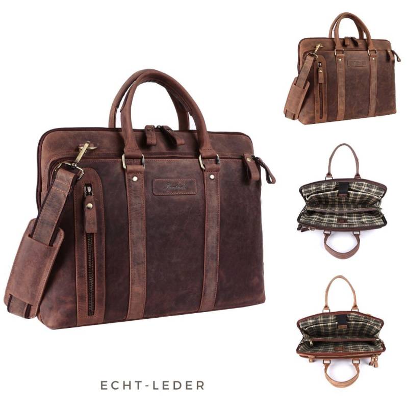 Aktentasche Leder Laptoptasche - Notebooktasche Für Herren Und Damen Gross Umhängetasche Große Schultertasche Laptop von BenthillLederShop