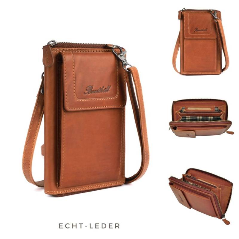 Damen Handy Umhängetasche Leder - Rfid Portemonnaie Aus Echtem Rindsleder Frauen Vintage Geldbörse Schultertasche von BenthillLederShop