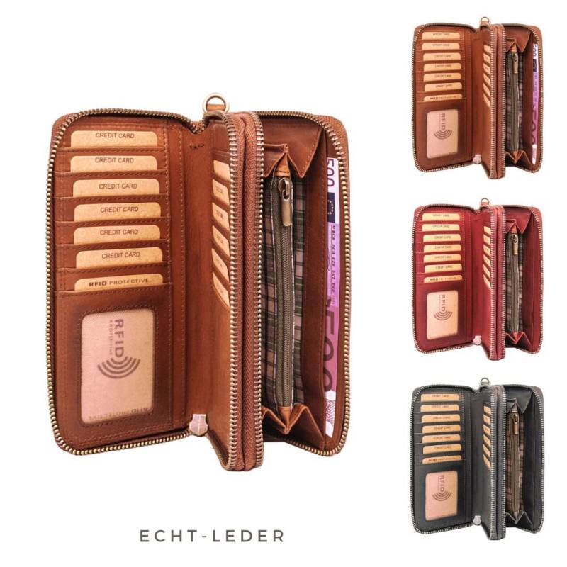 Große Geldbörse Echt Leder Rfid - Portemonnaie Damen Gross Aus Echtem Rinds Xxl Geldbeutel Frauen Mit Vielen Kartenfächer von BenthillLederShop