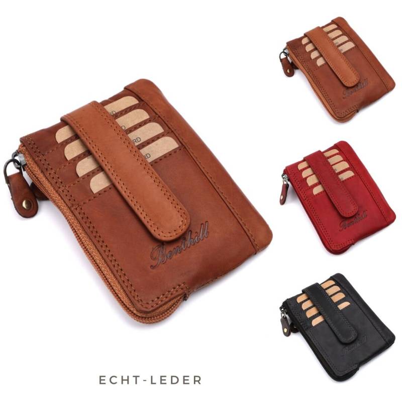 Mini Geldbörse Echt-Leder - Kartenetui & Münzfach Kleine Minibörse Slim Wallet Schlüsseletui Schlüsselbörse Inkl. Geschenkbox von BenthillLederShop