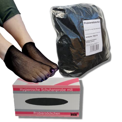 Bentini Probiersocken | Probierstrümpfe | Unisex | Onesize | 500 Stück mit Spenderbox| 20 den/ 22 dtex | schwarz von Bentini