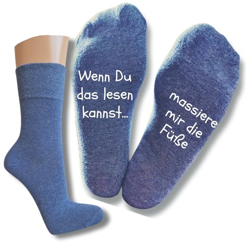 Bentini Fußmassage Spruchsocken | von Gr.: 35-49 | Witzige Socken | Geschenkideen | Damen & Herren (as3, numeric, numeric_39, numeric_42, regular, regular, jeansmel.) von Bentini