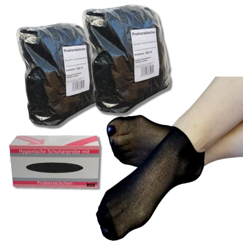 Bentini Probiersocken | Probierstrümpfe | 1000 Stück mit Spenderbox | schwarz | 20 den/ 22 dtex von Bentini