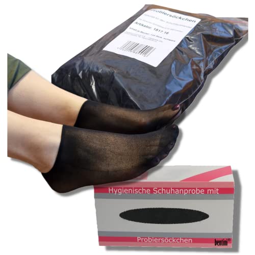 Bentini Probiersocken | Probierstrümpfe | 144 Stück mit Spenderbox | schwarz | 20 den/ 22 dtex von Bentini