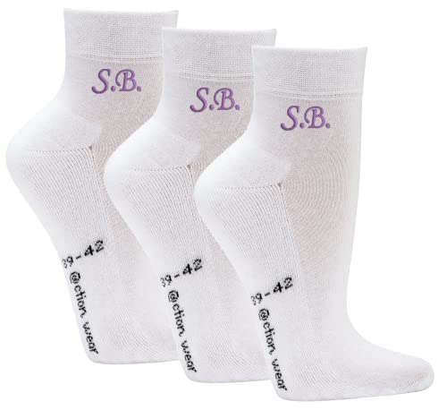 Bentini Sportsocken | Gr. 35 49 | Unisex | Kurzschaft Sportsocken| Personalisiert | Bestickt mit Initialen | Geschenke für Männer & Frauen | Mit Frotteesohle | weiß 43-46 | 3Paar von Bentini