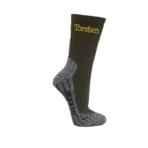 Bentini Sportsocken | Herren & Damen | Gr. 35-50 | Personalisiert mit Namen bestickt | Wandersocken | Trekking Socken | Geschenkidee (35-38, khaki) von Bentini