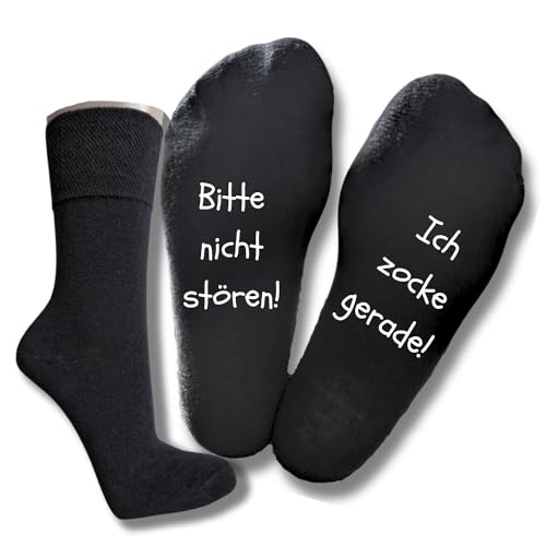 Bentini Spruchsocken Bitte nicht stören! | von Gr.: 35-49 | Damen & Herren | Zockerspruch auf Fußunterseite | Geschenkidee (as3, numeric, numeric_47, numeric_49, regular, regular, schwarz) von Bentini