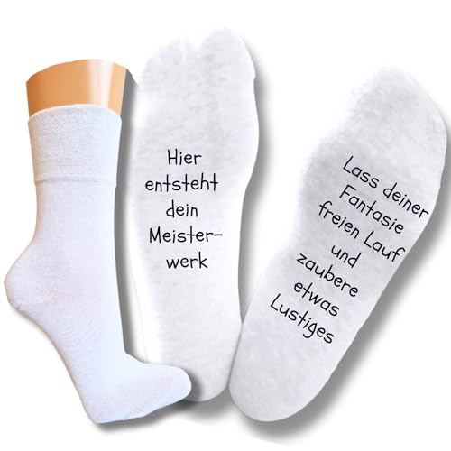 Bentini Spruchsocken | Damen & Herren | Indivduelle Sprüche | Personalisierbare Spruch Socken | Lustige Geschenkidee | Lustige Socken (Gr. 39-42, weiß) von Bentini