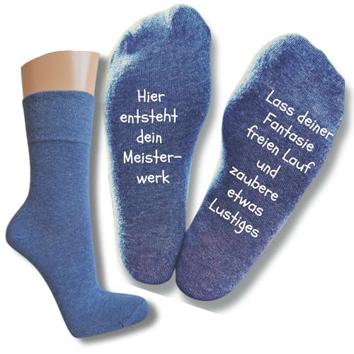 Bentini Spruchsocken | Damen & Herren | Indivduelle Sprüche | Personalisierbare Spruch Socken | Lustige Geschenkidee | Lustige Socken (Gr. 43-46, jeans mel.) von Bentini