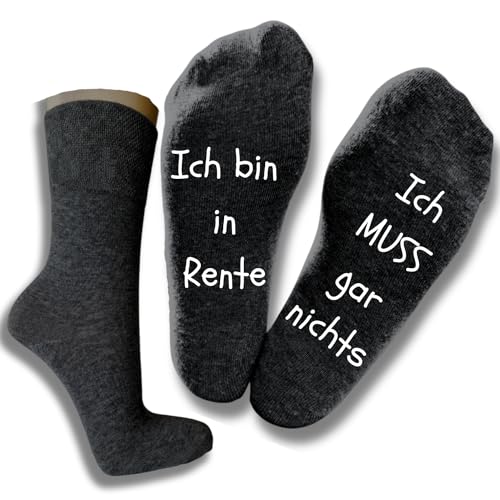 Bentini Spruchsocken Ich bin in Rente... | von Gr.: 35-49 | Damen & Herren | Rentnerspruch auf Fußunterseite | Geschenkidee (as3, numeric, numeric_39, numeric_42, regular, regular, anthrazitmelange) von Bentini