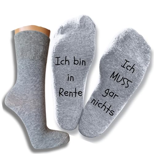 Bentini Spruchsocken Ich bin in Rente... | von Gr.: 35-49 | Damen & Herren | Rentnerspruch auf Fußunterseite | Geschenkidee (as3, numeric, numeric_39, numeric_42, regular, regular, graumelange) von Bentini