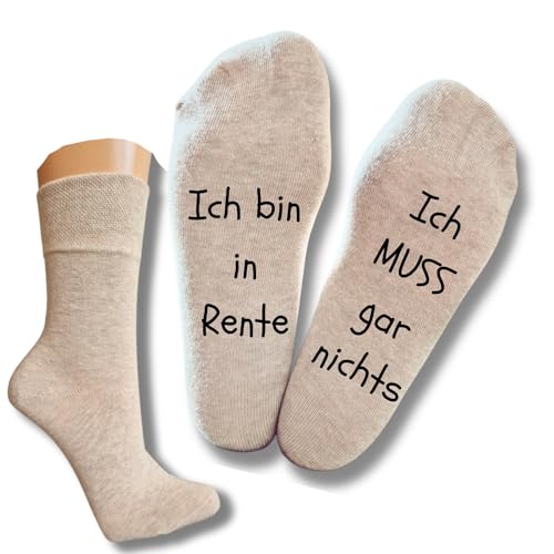 Bentini Spruchsocken Ich bin in Rente... | von Gr.: 35-49 | Damen & Herren | Rentnerspruch auf Fußunterseite | Geschenkidee (as3, numeric, numeric_39, numeric_42, regular, regular, naturmelange) von Bentini