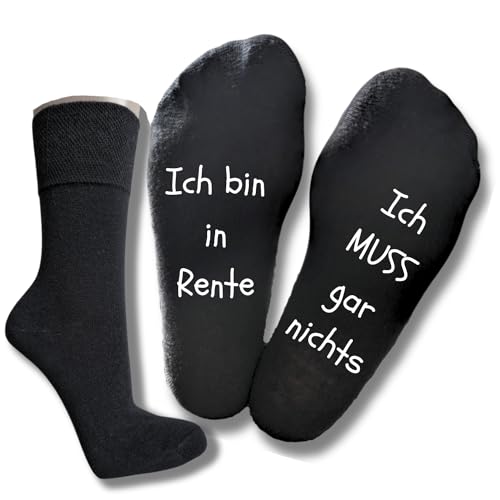 Bentini Spruchsocken Ich bin in Rente... | von Gr.: 35-49 | Damen & Herren | Rentnerspruch auf Fußunterseite | Geschenkidee (as3, numeric, numeric_39, numeric_42, regular, regular, schwarz) von Bentini