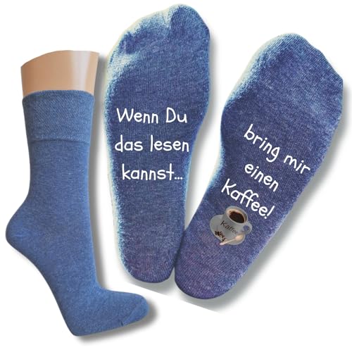 Bentini Spruchsocken - Wenn du das lesen kannst | von Gr.: 35-49 | Kaffee Spruch Socken | Damen & Herren | Geschenke (as3, numeric, numeric_35, numeric_38, regular, regular, jeansmeliert) von Bentini