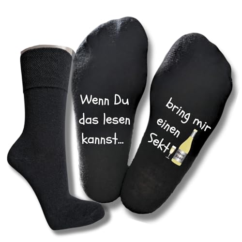 Bentini Spruchsocken - Wenn du das lesen kannst... | von Gr.: 35-49 | Socken mit Sekt Spruch | Damen & Herren | Geschenke (as3, numeric, numeric_39, numeric_42, regular, regular, schwarz) von Bentini