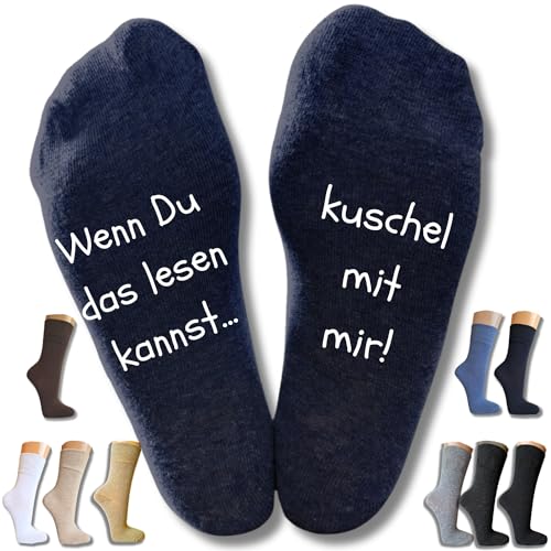 Bentini Spruchsocken zum kuscheln | von Gr.: 35-49 | Damen & Herren | Kuschelspruch auf Fußunterseite | Geschenkidee (as3, numeric, numeric_47, numeric_49, regular, regular, schwarz) von Bentini