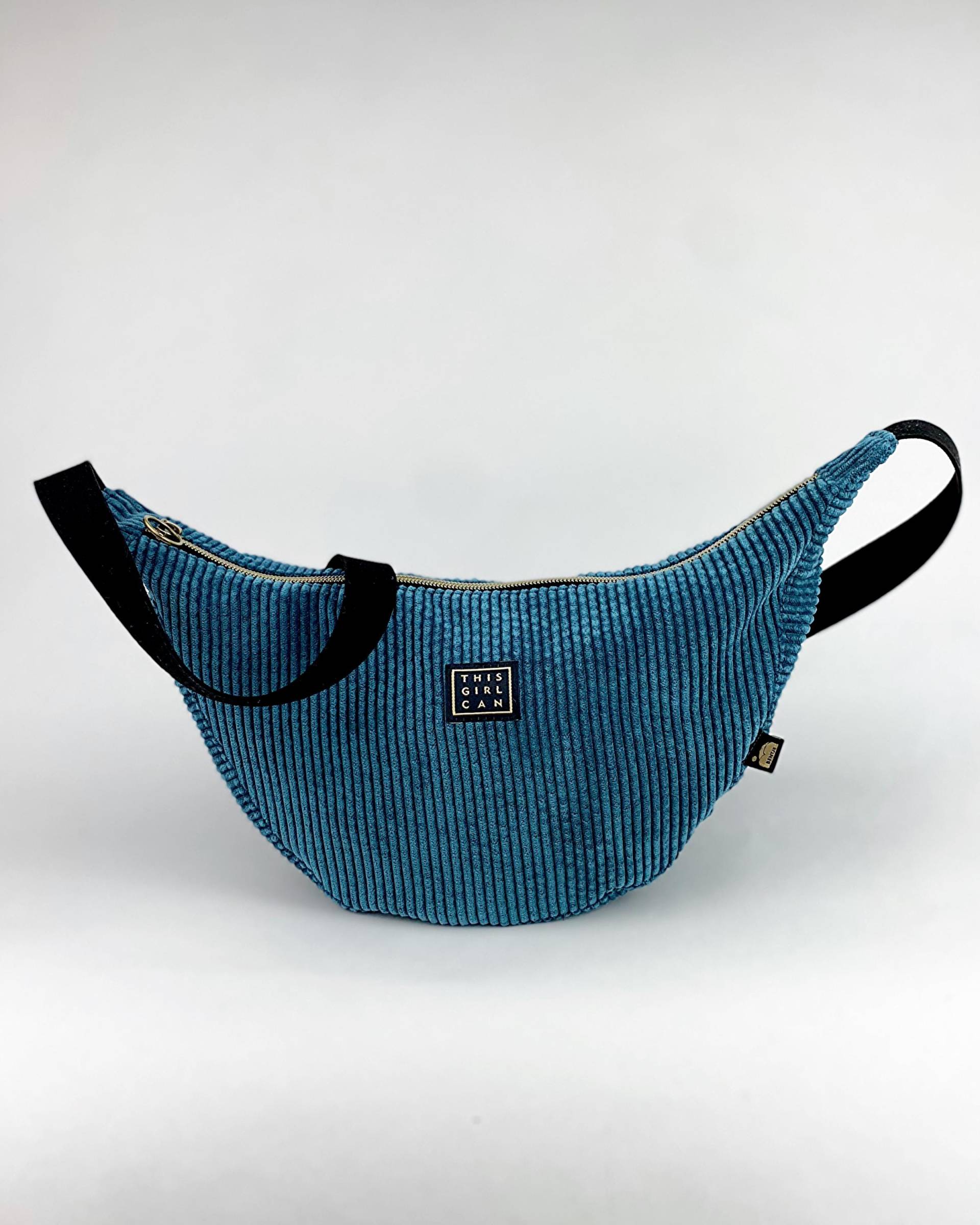 Petrole Cord Moonbag , This Girl Can, Handtasche, Crossbody, Fairtrade von BentjeDesign