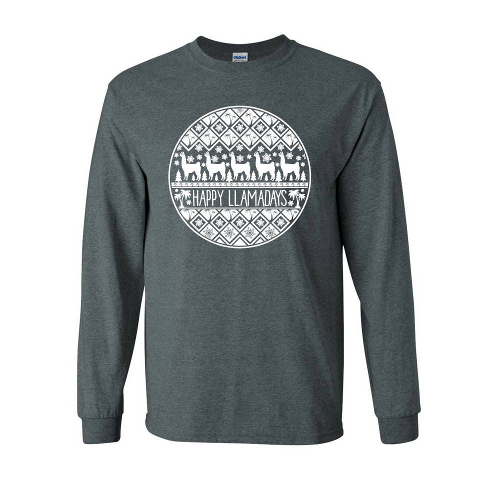 Happy Llamadays, Lama Shirt, Lustiges Weihnachtshemden, Weihnachtsshirt, Xmas, Weihnachten T-Shirt, Unisex T-Shirt von BentonParkPrints