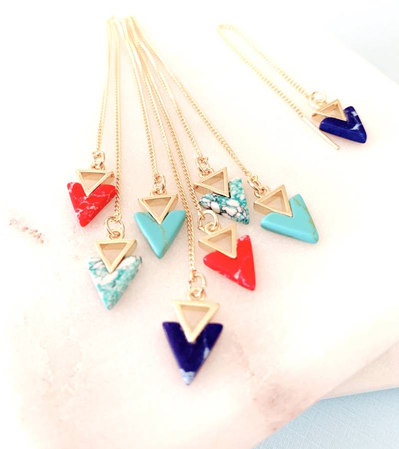 Lapis Lazuli Pfeil Ohrringe Vergoldeter Edelstein Schmuck von BenyDesign