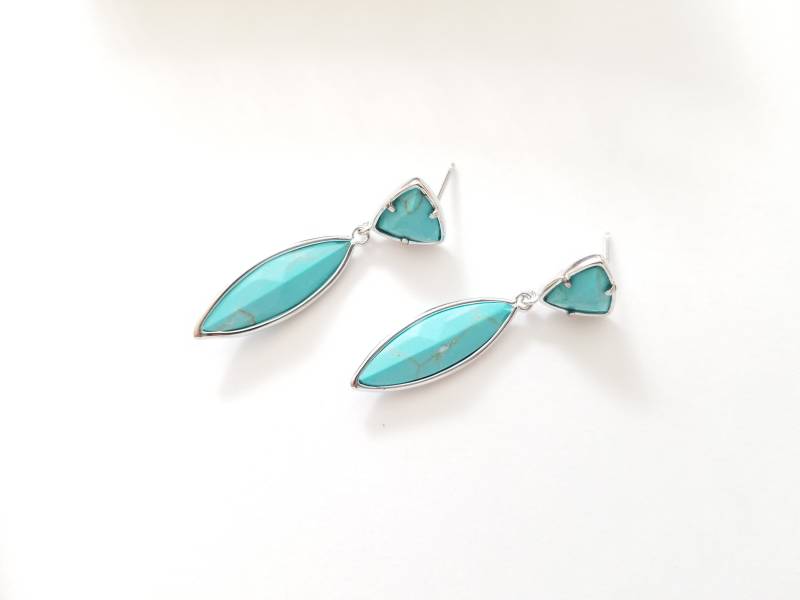 Vergoldete Türkis Hängeohrringe Boho Statement Schmuck von BenyDesign