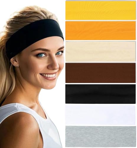 Beojonvy 7 Stk. Stirnband Haarbänder für Damen Haargummi Mädchen Anti-Rutsch Haarreifen Breit Elastische Gummi Stirnbänder Headband Sommer für Sport, Jogging, Yoga, Fitness von Beojonvy