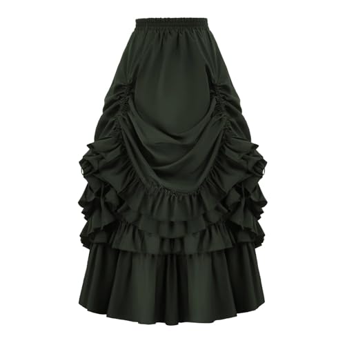 Asymmetriech Rüschen Kuchenrock Retro 17 Jahrhundert Rock Victorian Cosplay Renaissance Rock Steampunk Damen Mittelalter Vintage Rock Punk Kleidung Halloween Kostüme von Beokeuioe