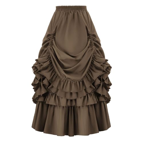 Asymmetriech Rüschen Kuchenrock Steampunk Damen Mittelalter Vintage Rock Retro 17 Jahrhundert Rock Victorian Cosplay Renaissance Rock Punk Kleidung Halloween Kostüme von Beokeuioe