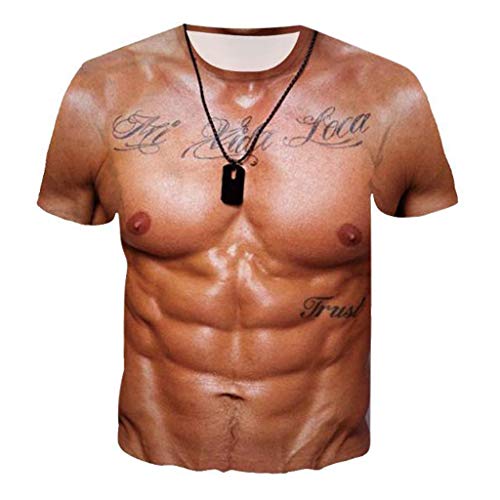 Beokeuioe 3D Muskel T-Shirt, Muskel Tattoo Print T-Shirt Männer Kurzarm 3D Digitaldruck T-Shirt Muskeldruck Kurzarmshirt Lustiges T-Shirt Lustiges Geschenk für Männer von Beokeuioe