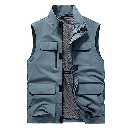 Beokeuioe Anglerweste Herren Outdoor Leichte Sommerweste Mit Vielen Taschen Cargo Weste Herren Jagdweste Arbeitsweste Softshellwesten Jacke Reporterwesten Camping Fotografie Weste von Beokeuioe