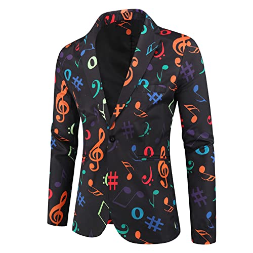 Beokeuioe Anzugjacke Herren Party Sakko Mäntel jacke Slim Fit Blazer Modern 3D Druck Freizeithemd Revers Tasten Tops Herren Sakko Blazer Slim Fit Hochzeit Smoking von Beokeuioe