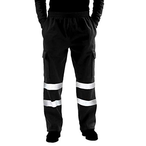 Beokeuioe Arbeitshosen Männer mit Reflektoren Warnschutzhose Herren Lang Jogginghose Herren Hose Reflektierend Herren Jogginghose Herren Orange mit Reflektoren Sporthose von Beokeuioe