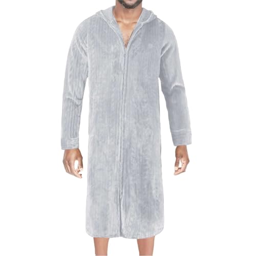 Beokeuioe Bademantel Baumwolle Herren Sauna Bademantel mit Zipper Flanell Morgenmantel Bademäntel Saunabademantel Frottee Saunakilt Bathrobe Negligee Saunatuch von Beokeuioe