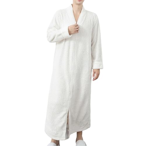 Beokeuioe Bademantel Lang mit Reissverschluss Herren Morgenmantel Flauschig Premium Edler Mikrofaser Flanell Nachtwäsche Bademantel Herren Saunamantel Fleece Hausmantel von Beokeuioe