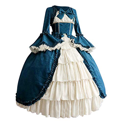 Beokeuioe Damen Rokoko Barock Trompetenärmel Schleife Knielang Kostüm Vintage Gothic Renaissance Viktorianisches Kleidung Prinzessin Kleid Mittelalter Kostüm Elegant Retro Kleider von Beokeuioe